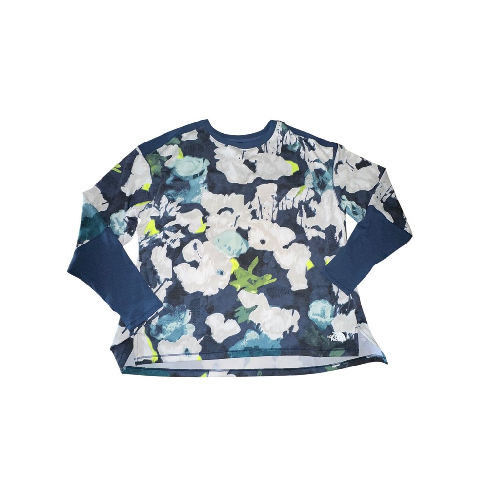 The North Face Dawndream Long Sleeve Shirt Blue Floral Print Plus Size 1X